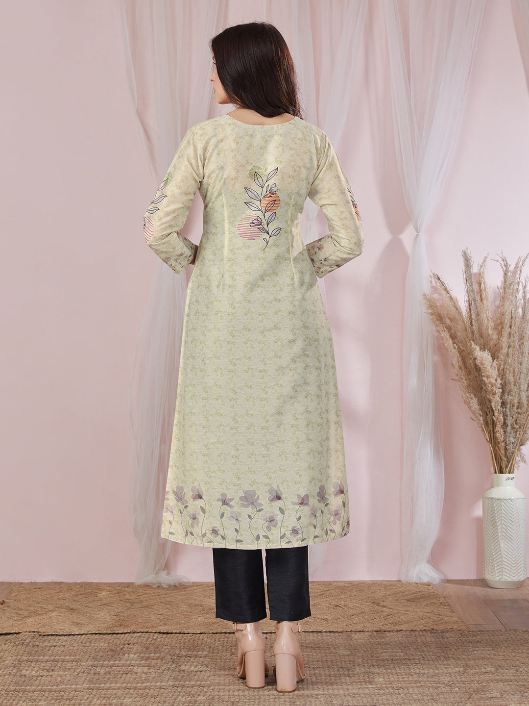 Light Lemon Floral Kurti