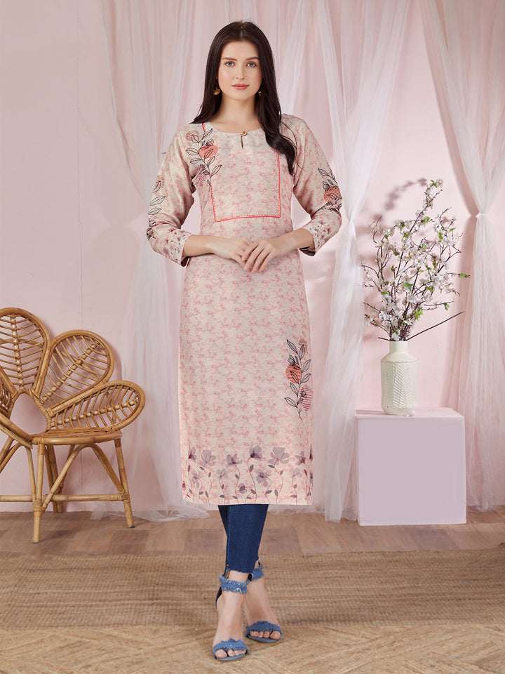 Light Peach Floral Kurti