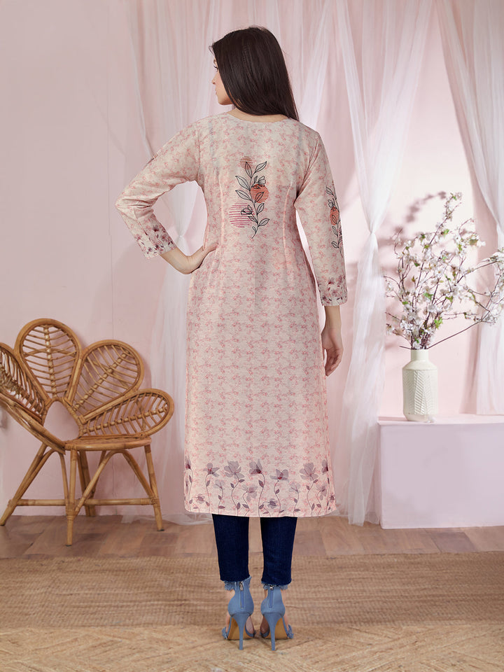 Light Peach Floral Kurti