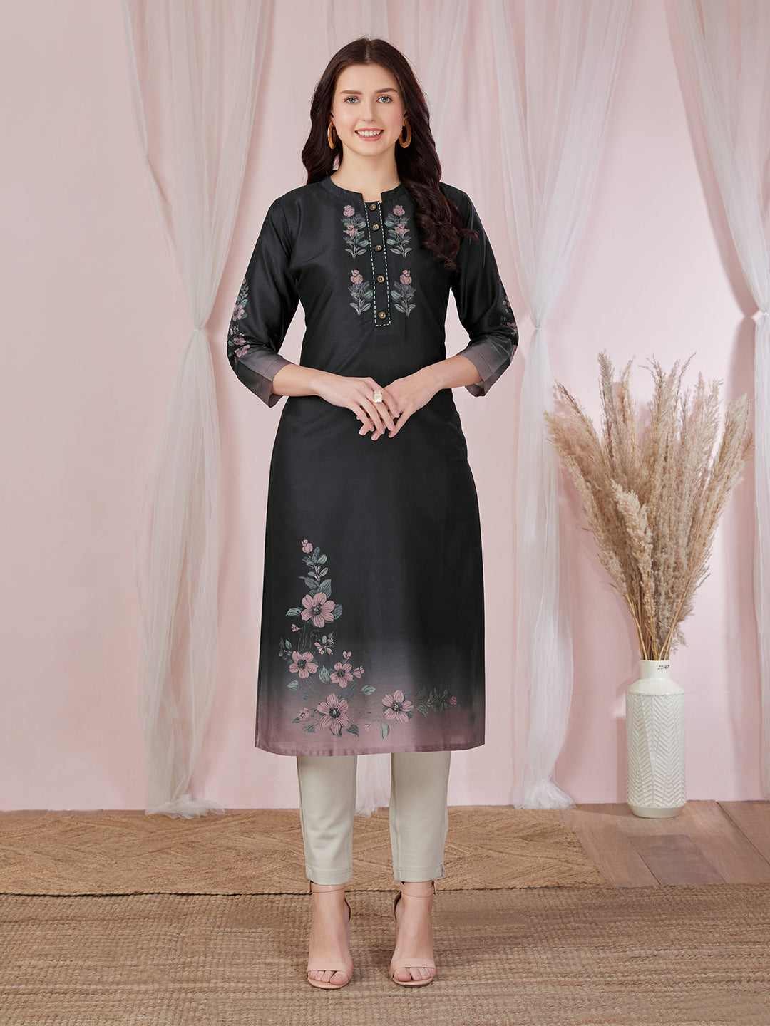 Black Floral Kurti