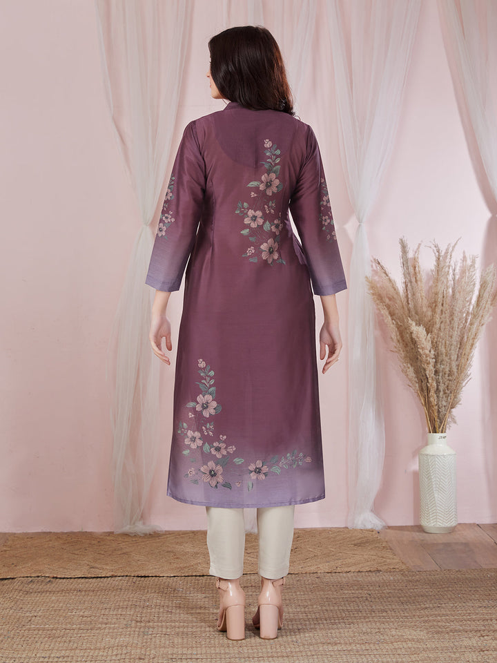 Wine Floral Kurti