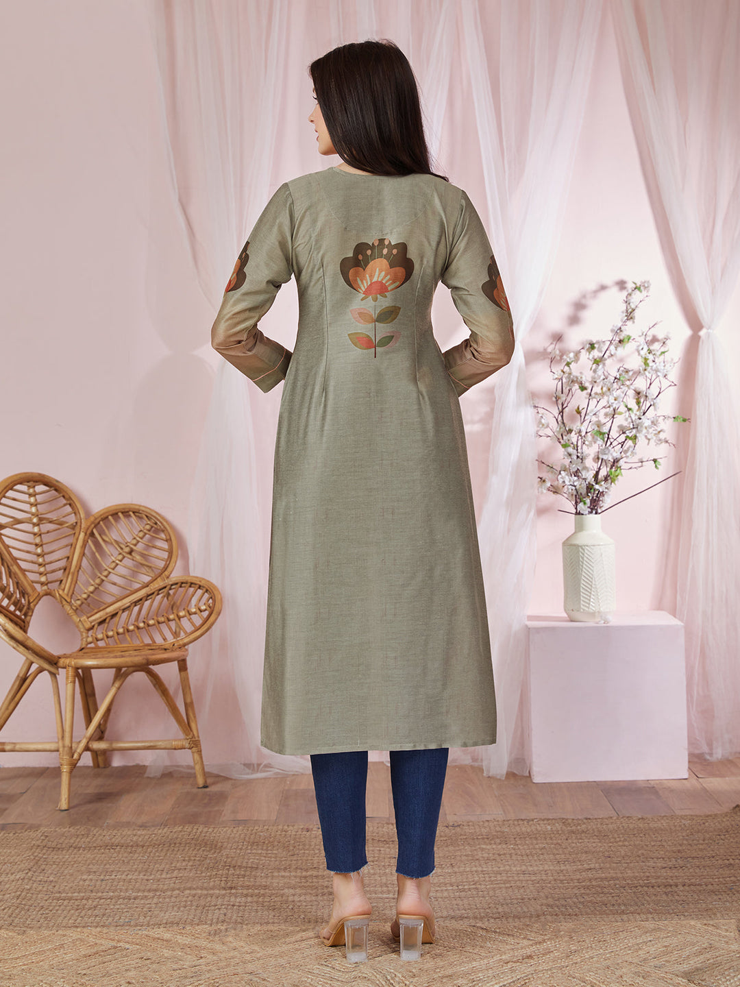 Green Floral Kurti