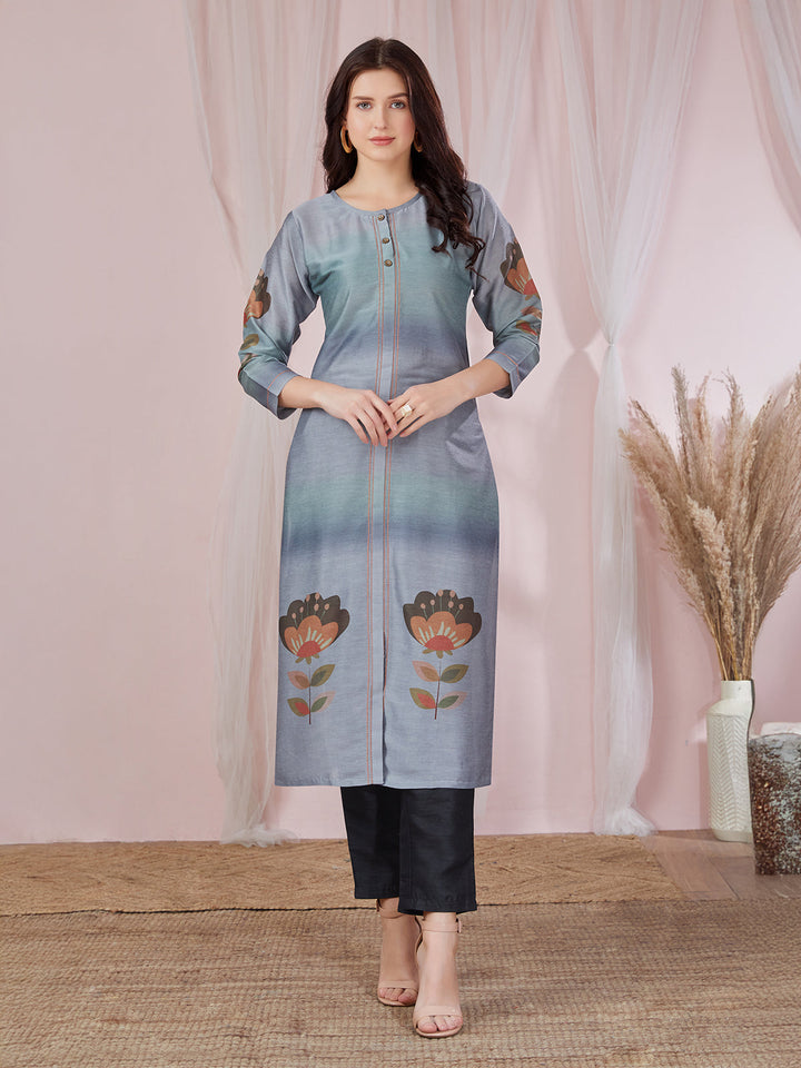 Grey Floral kurti