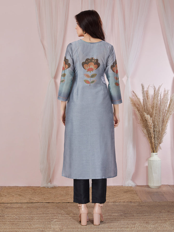 Grey Floral kurti