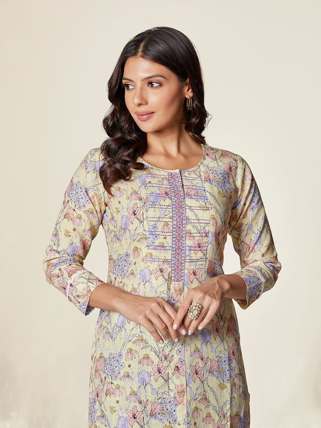 Light Yellow Lilly Cotton Kurti
