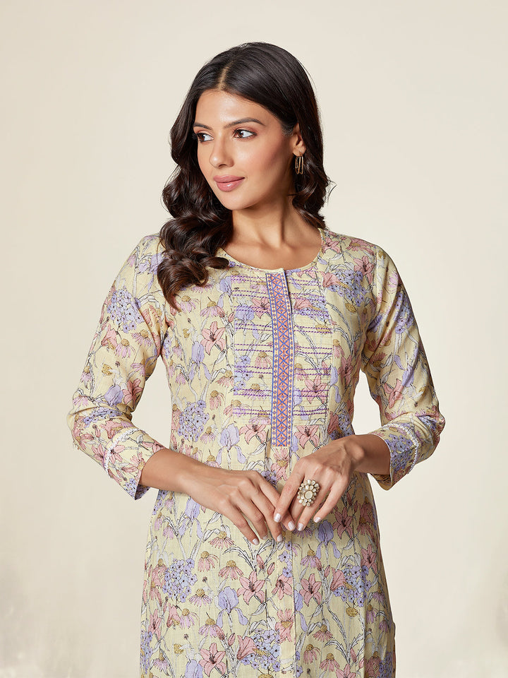 Light Yellow Lilly Cotton Kurti