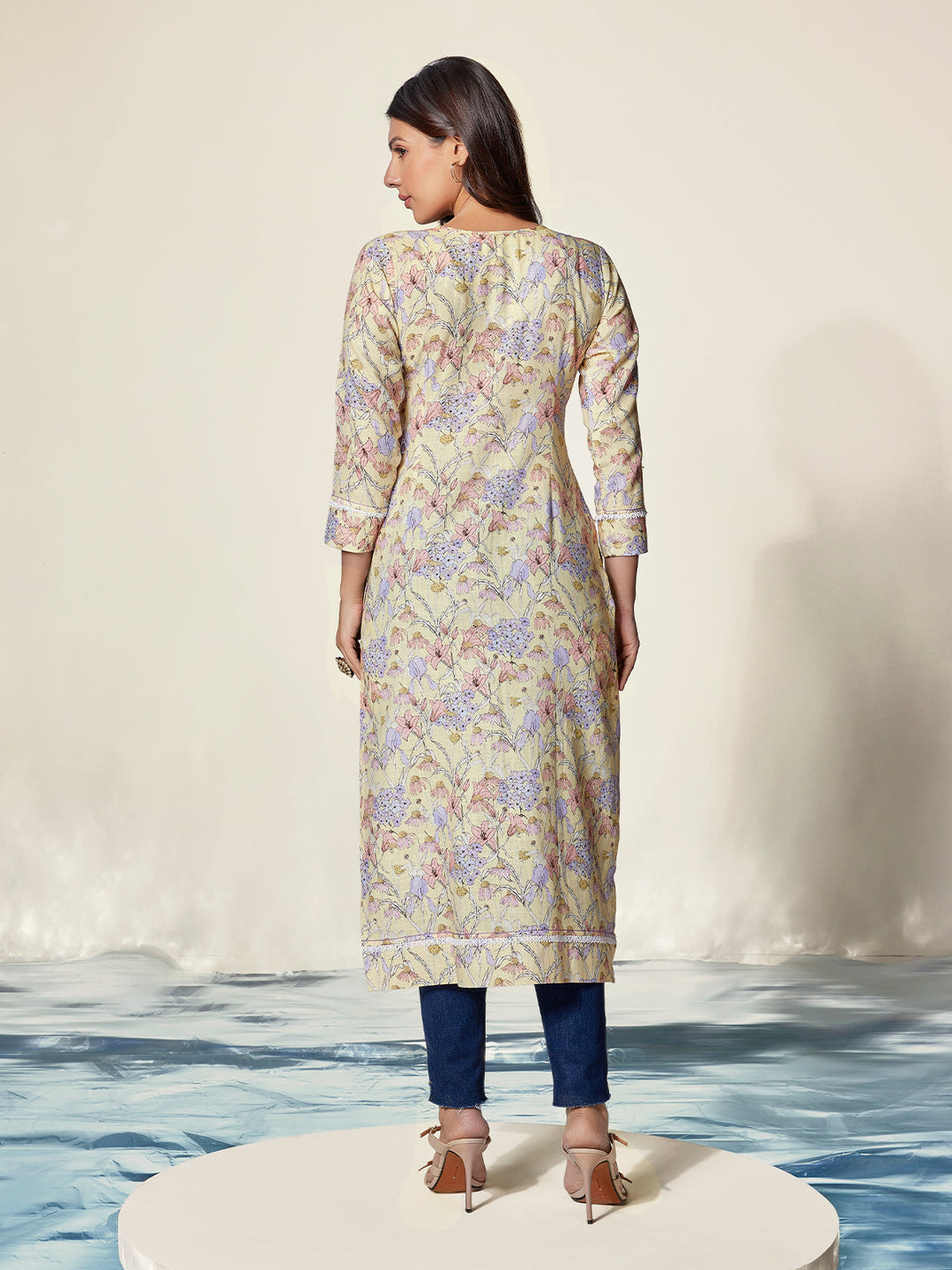 Light Yellow Lilly Cotton Kurti