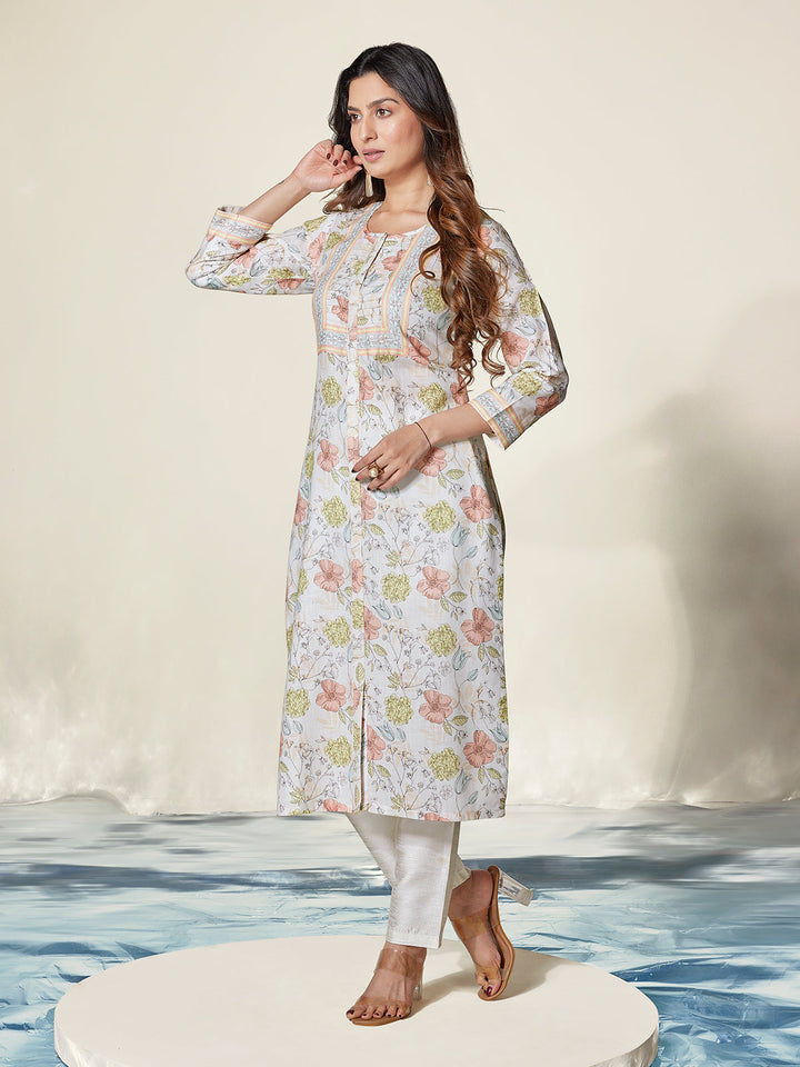 Ivory Primrose Cotton Kurti