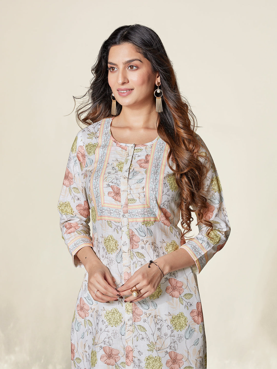 Ivory Primrose Cotton Kurti