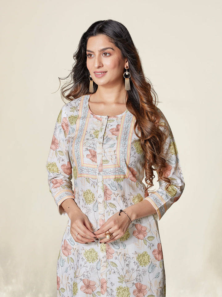 Ivory Primrose Cotton Kurti