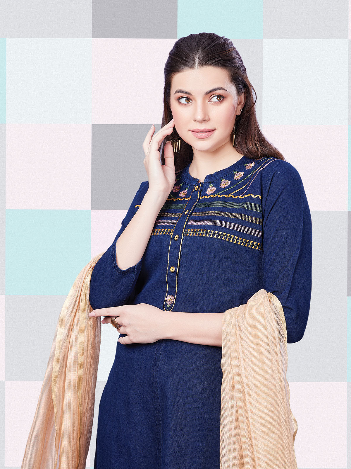 Buy Blue Denim Round Kurta Set For Women by Anurag Gupta Online at Aza  Fashions.