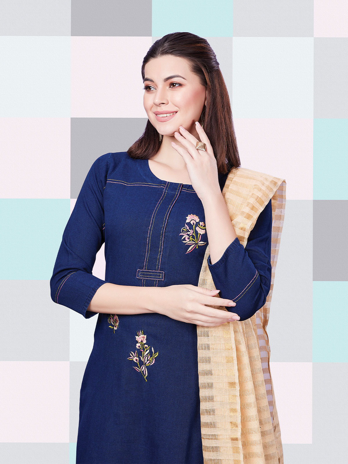 Buy W Persian Blue Printed Straight Kurta for Women Online @ Tata CLiQ