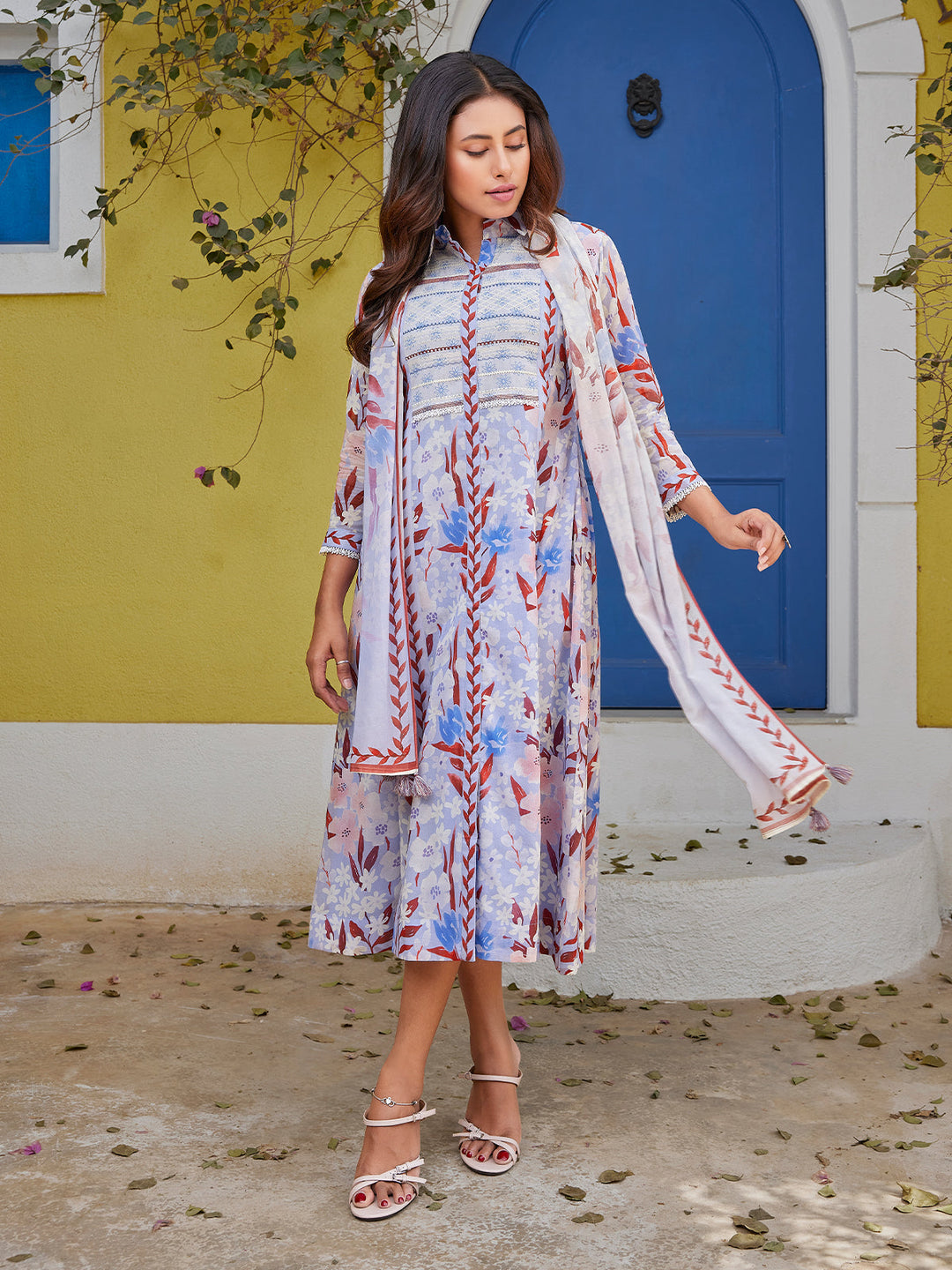 Fresh Floral Cotton Midi-Dress Dressline Fashion Fresh Floral Cotton Midi-Dress Dressline Fashion
