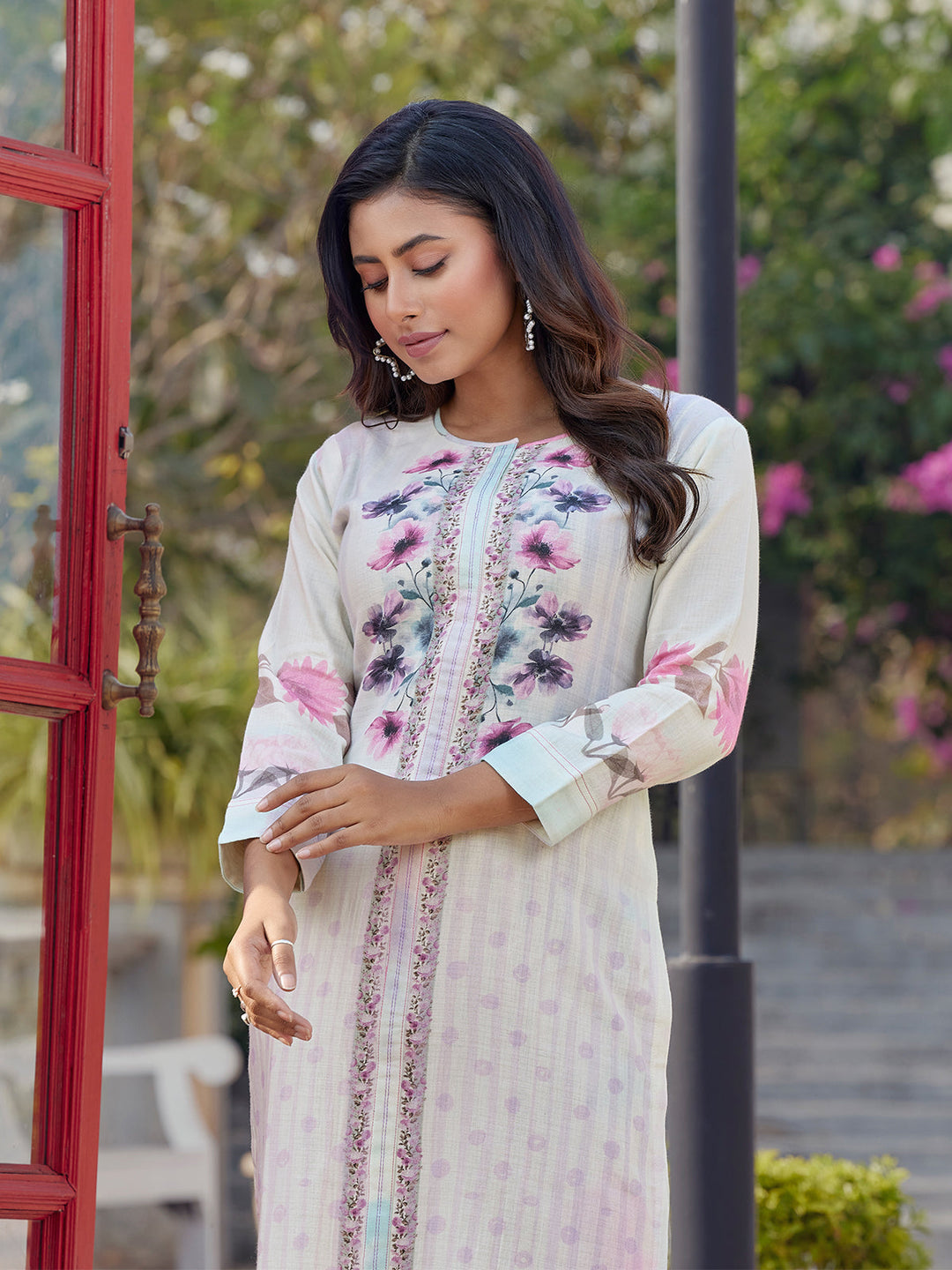 Soft Pastel Floral Print Kurti