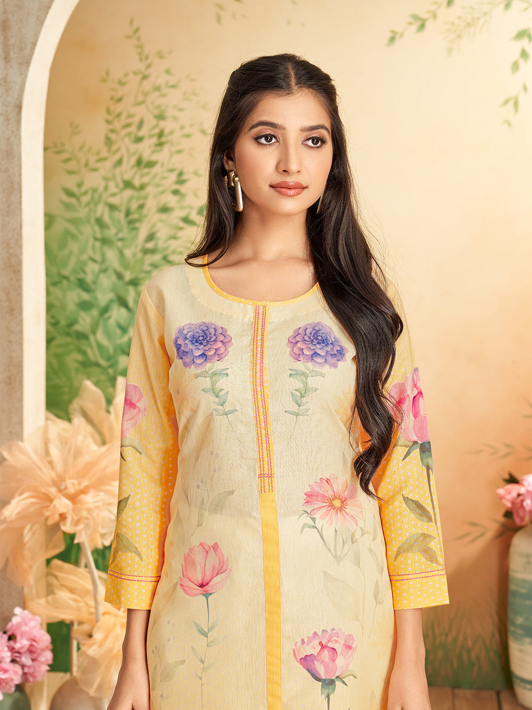 Sunshine Yellow Floral Print Kurti