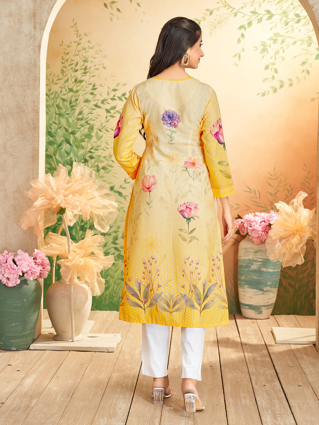 Sunshine Yellow Floral Print Kurti