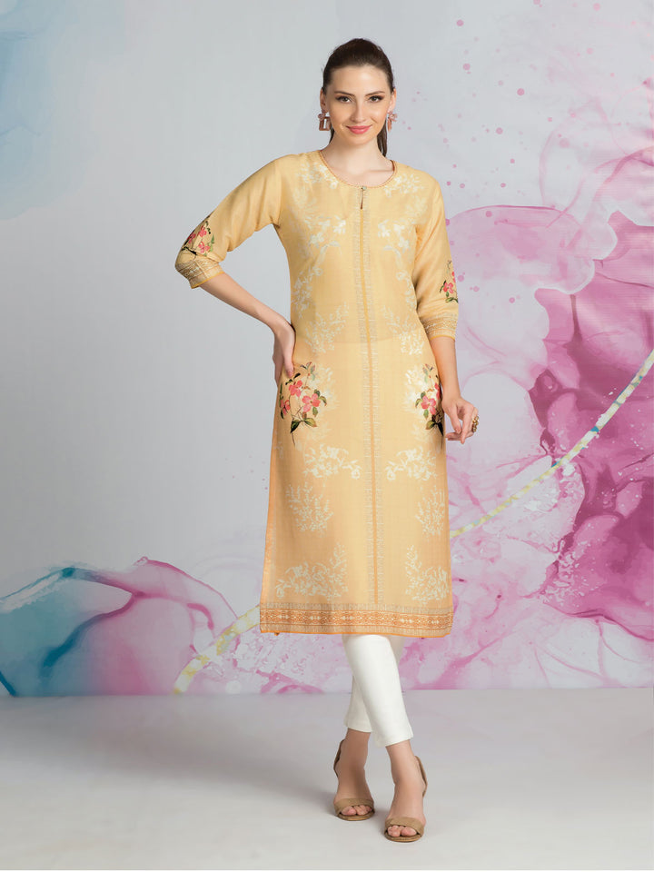 Yellow Floral Printed Tunic
