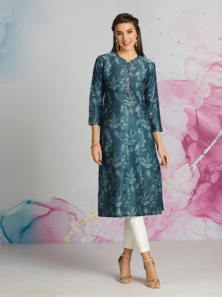 Teal Blue Printed Tunic