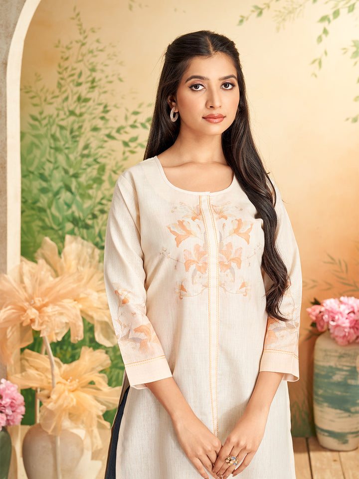 Ivory Floral Print Kurti