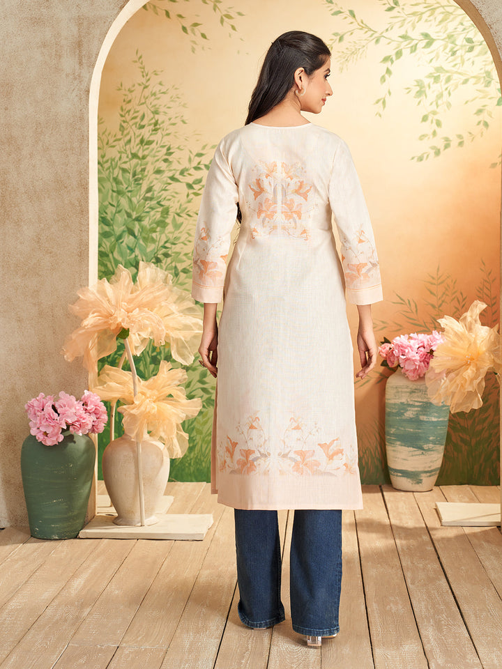 Ivory Floral Print Kurti
