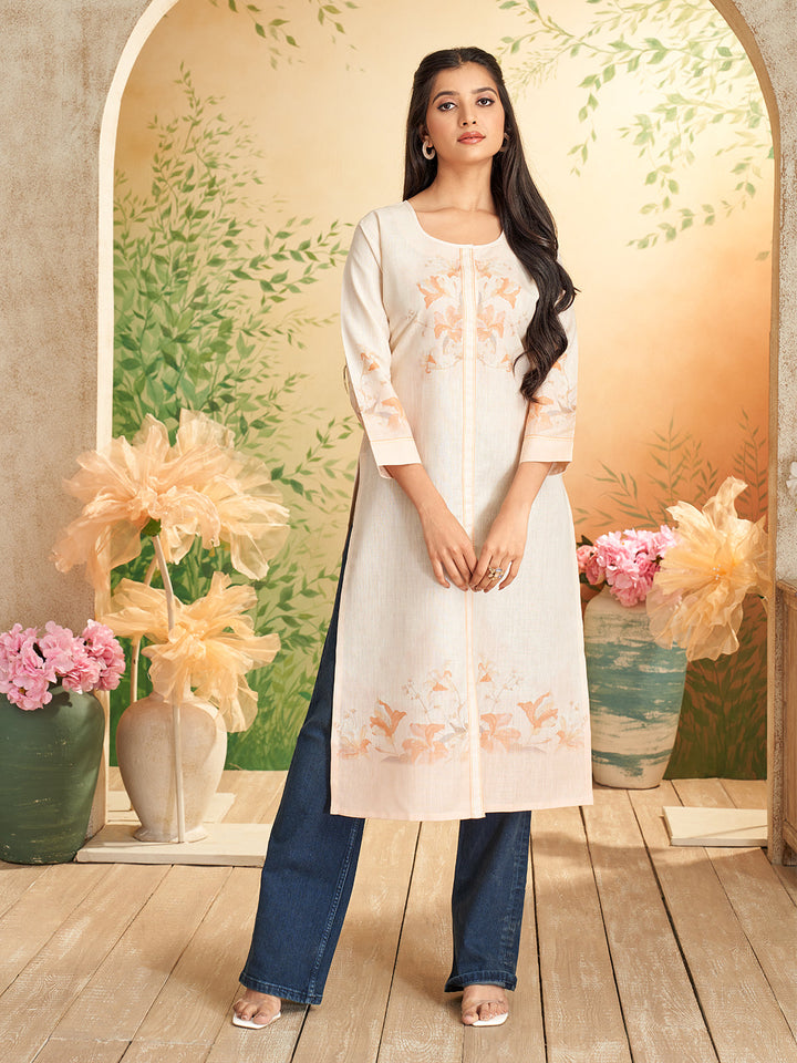 Ivory Floral Print Kurti