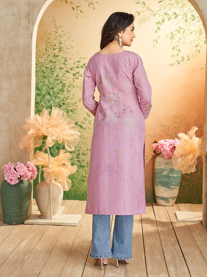 Muted Lilac Floral Print Kurti