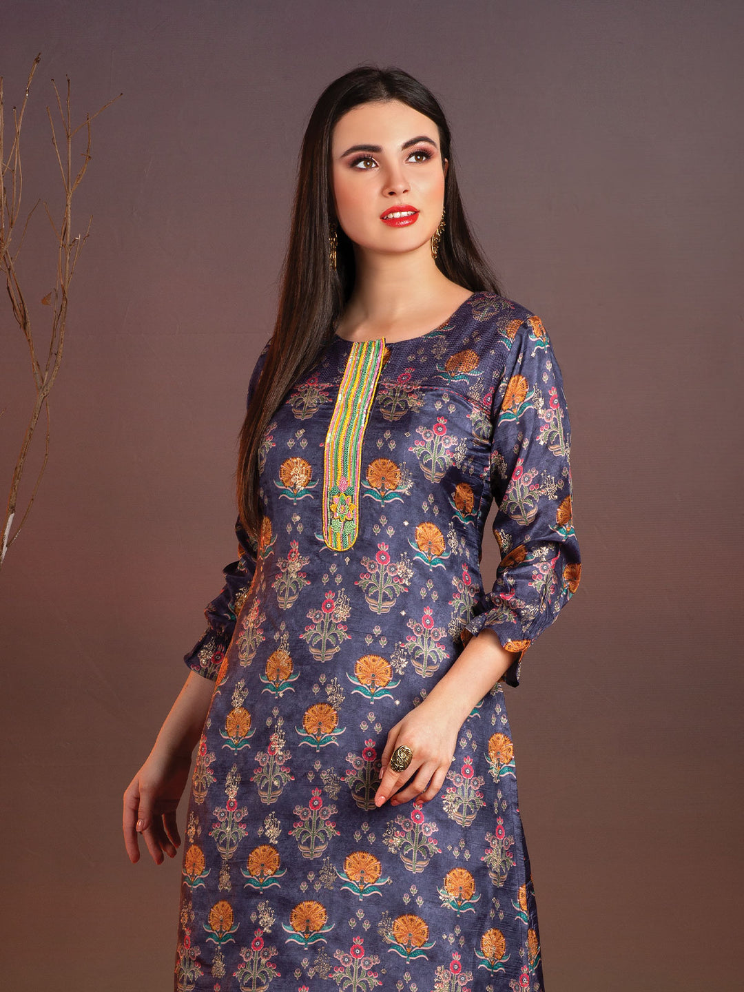 Jacquard Tunic with Floral Print