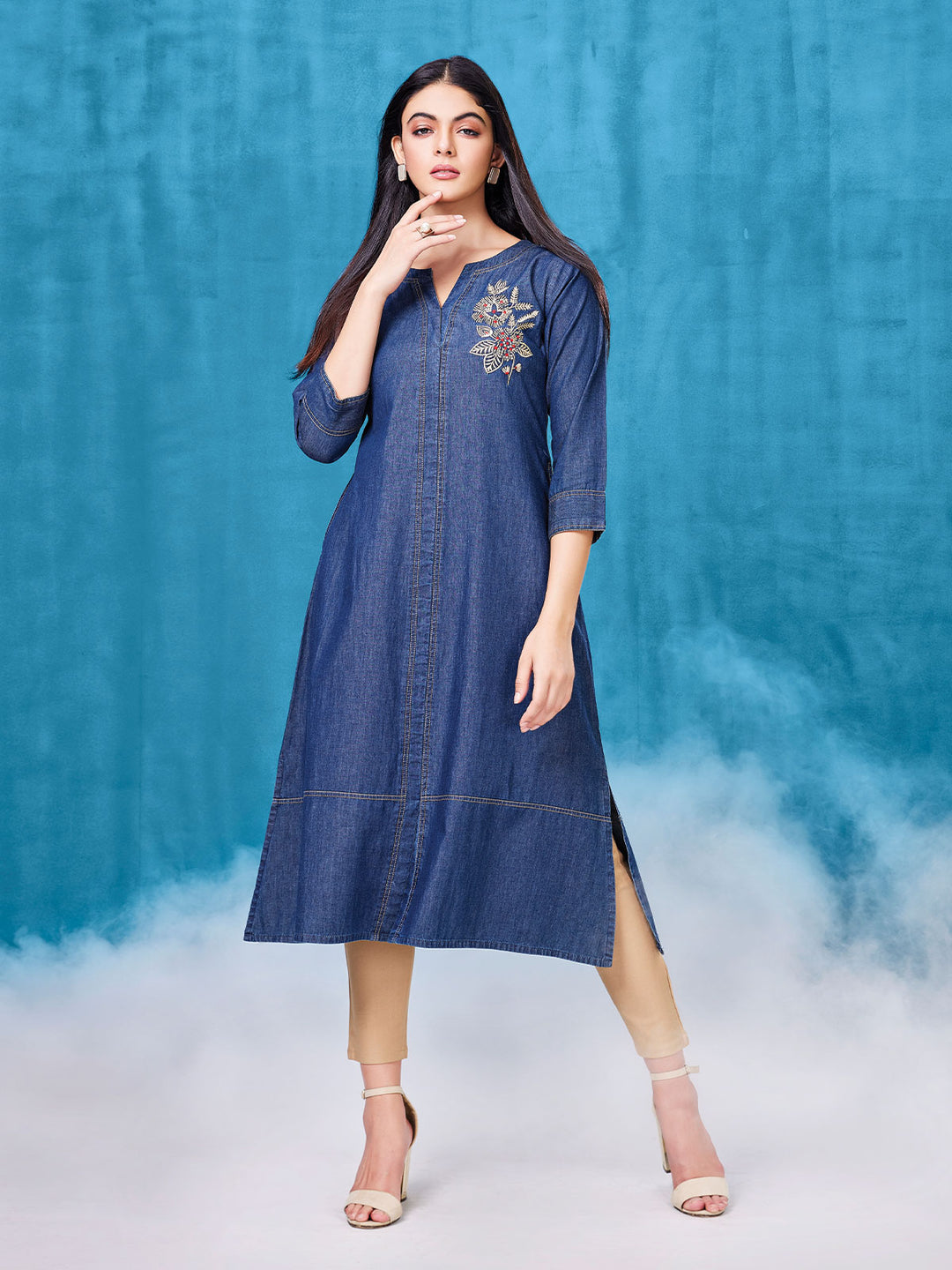 Denim Tunic with Embroidery