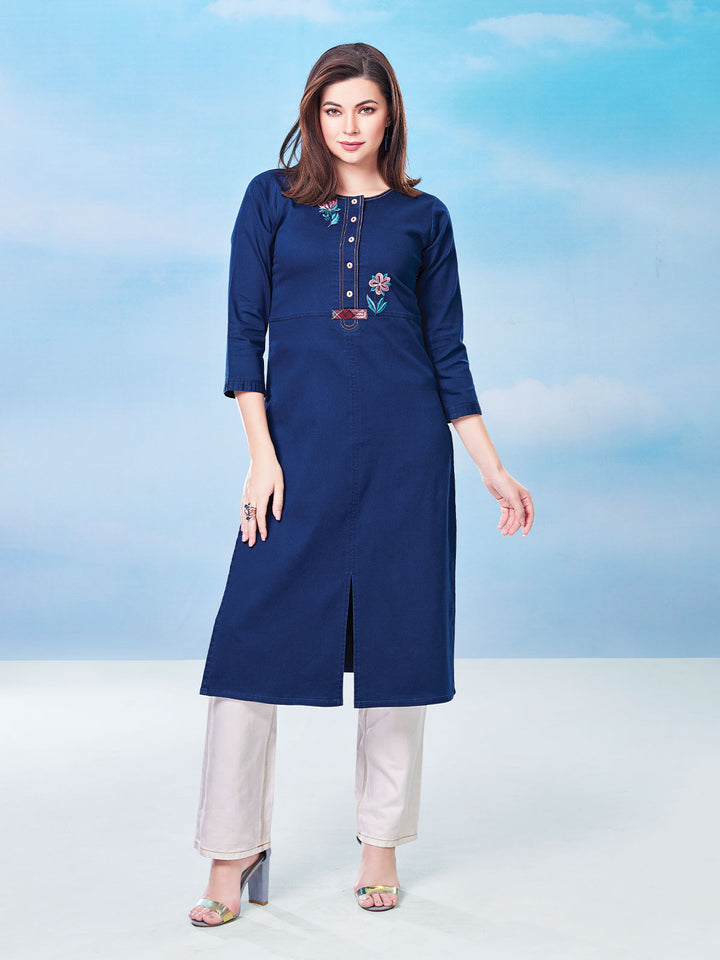 Denim Tunic with Embroidery