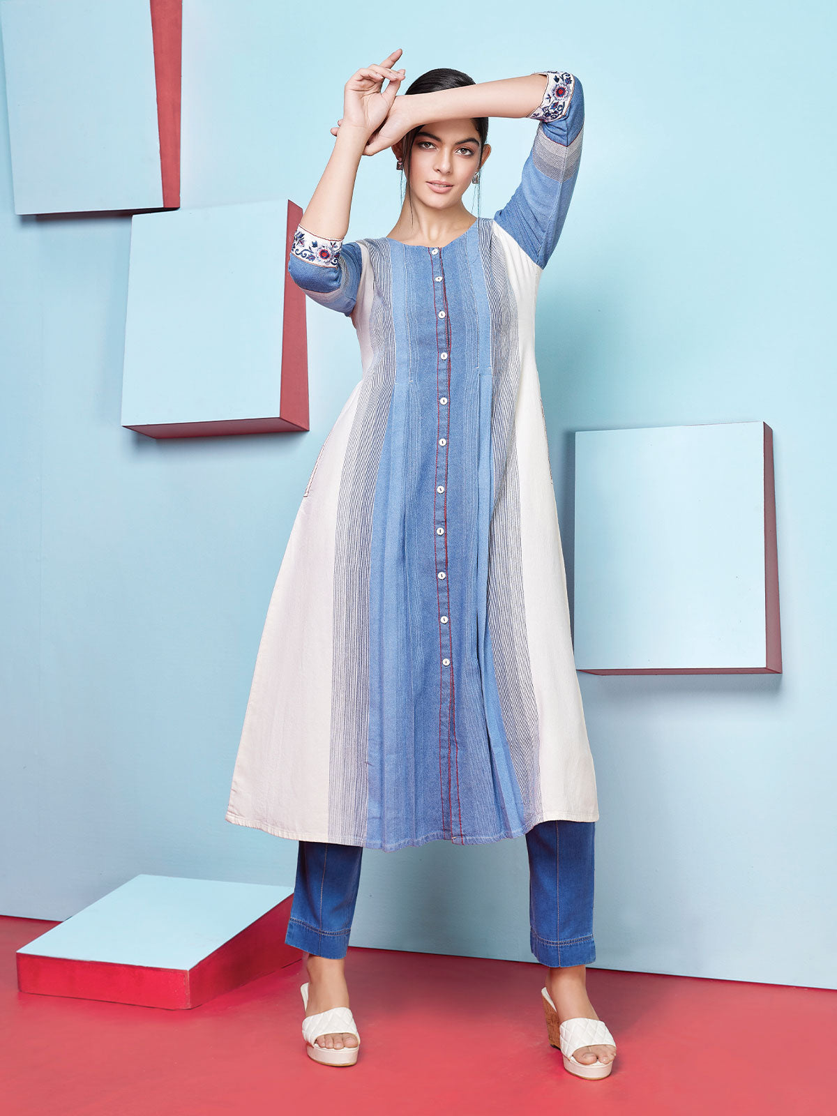 Buy Zainab CREATIOND Denim Tunic Dress for Girls & Woman/Denim Cotton  (Large) at Amazon.in