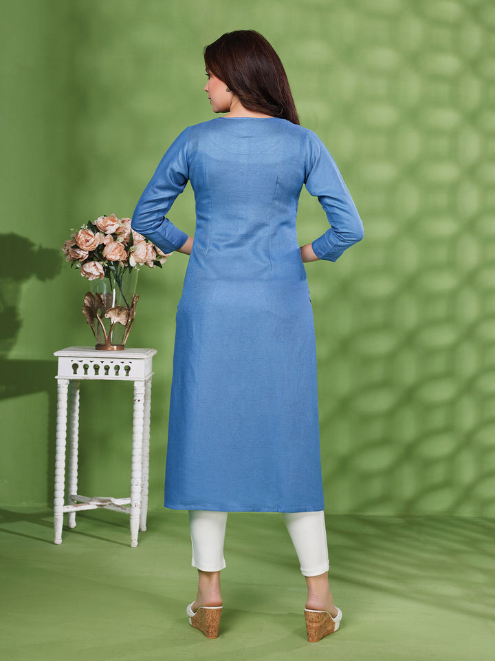 Blue Tunic with Embroidery