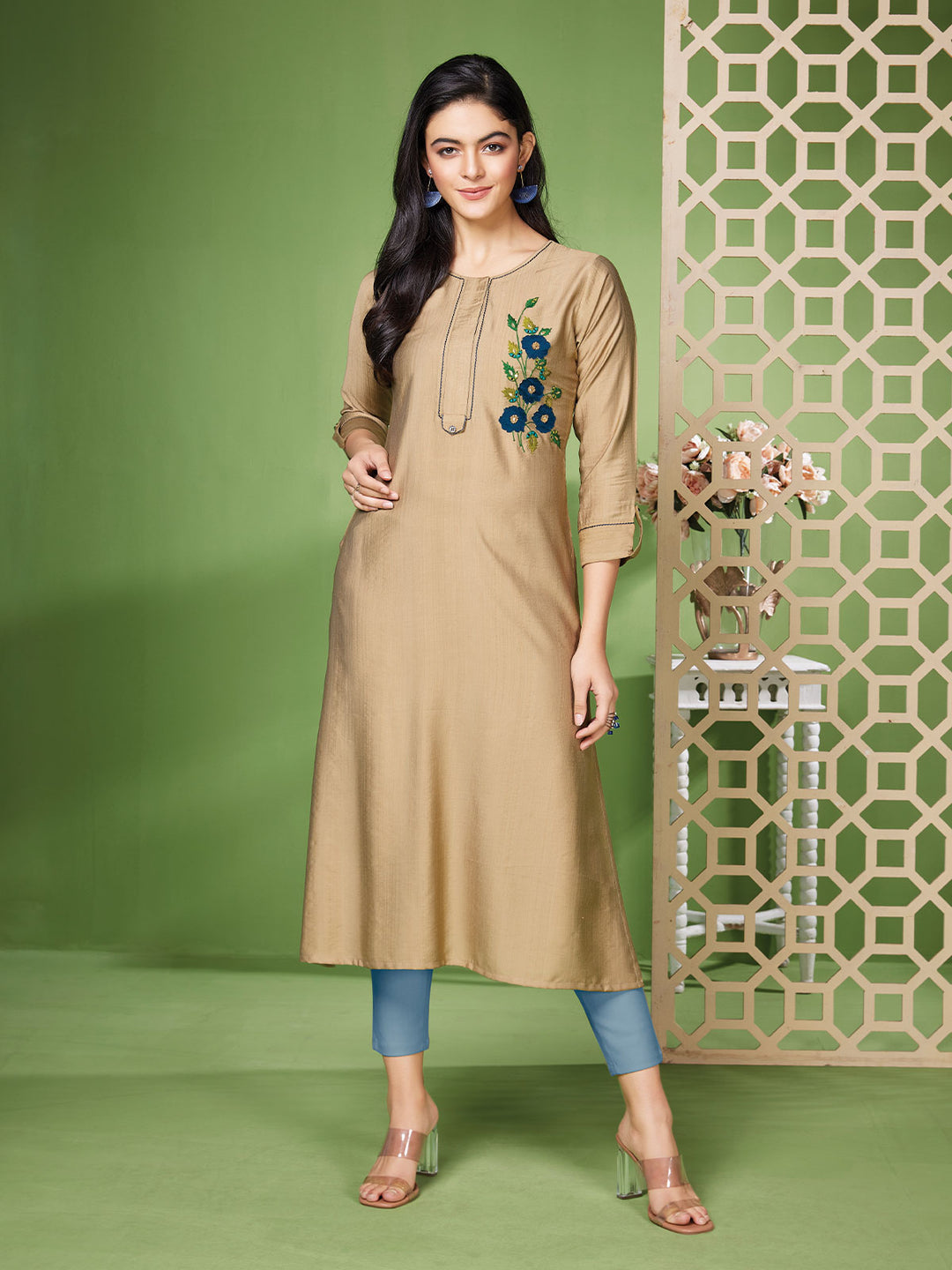 Brown Embroidered Tunic