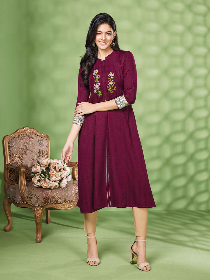 Maroon Embroidered Tunic