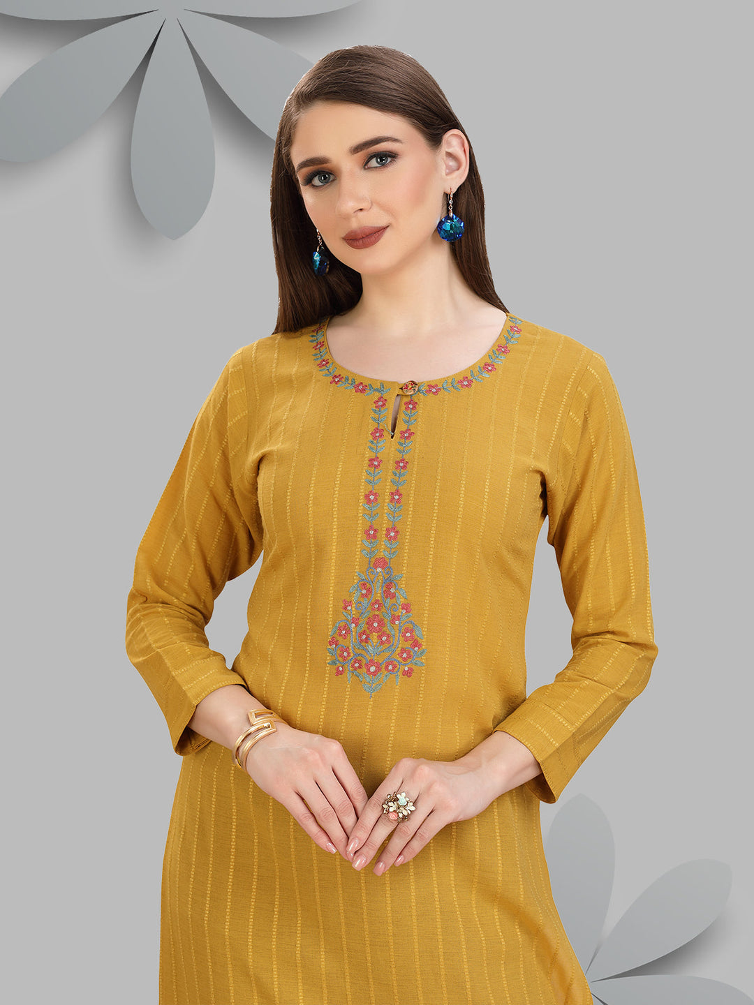 Mustard Woven Kurti