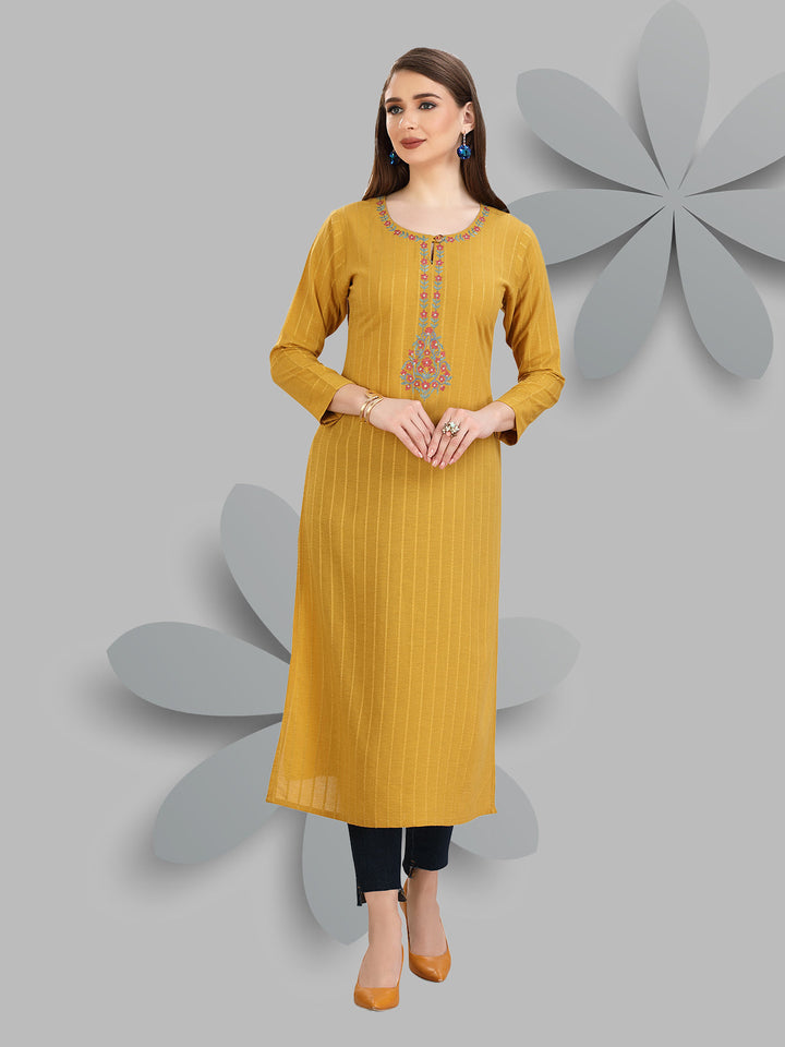 Mustard Woven Kurti