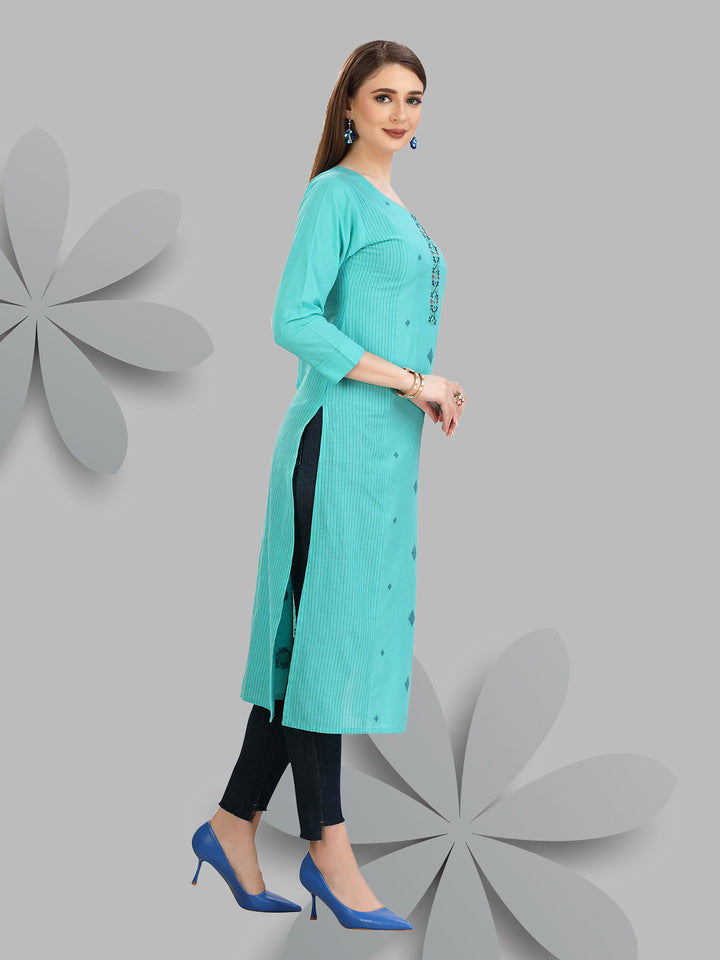 Turquoise Woven Kurti