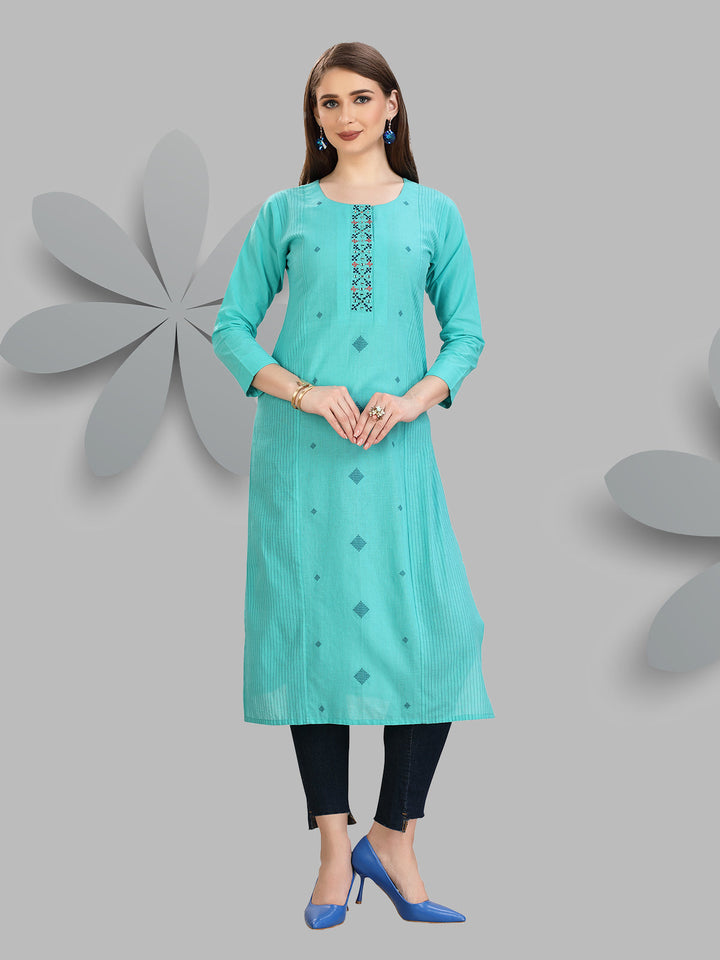 Turquoise Woven Kurti