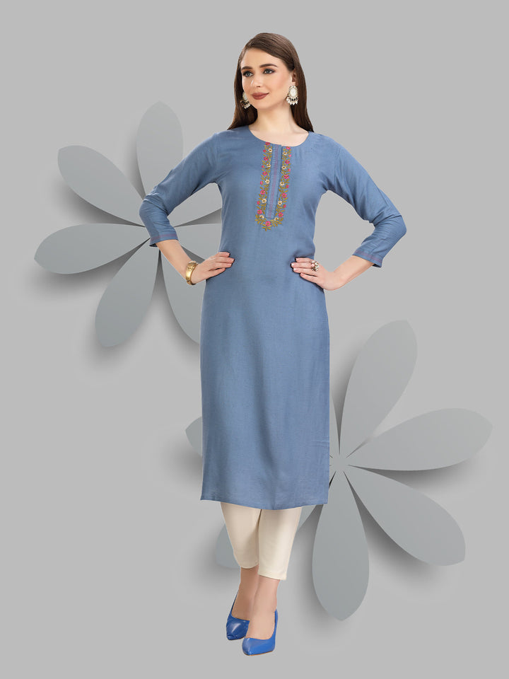 Dusty Blue Woven Kurti