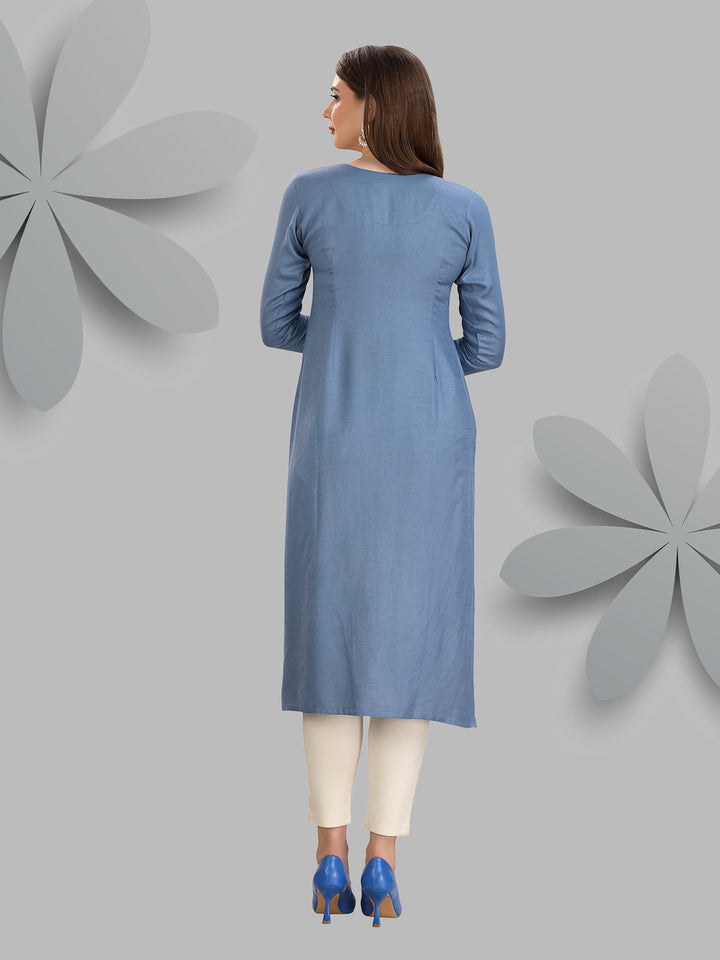 Dusty Blue Woven Kurti