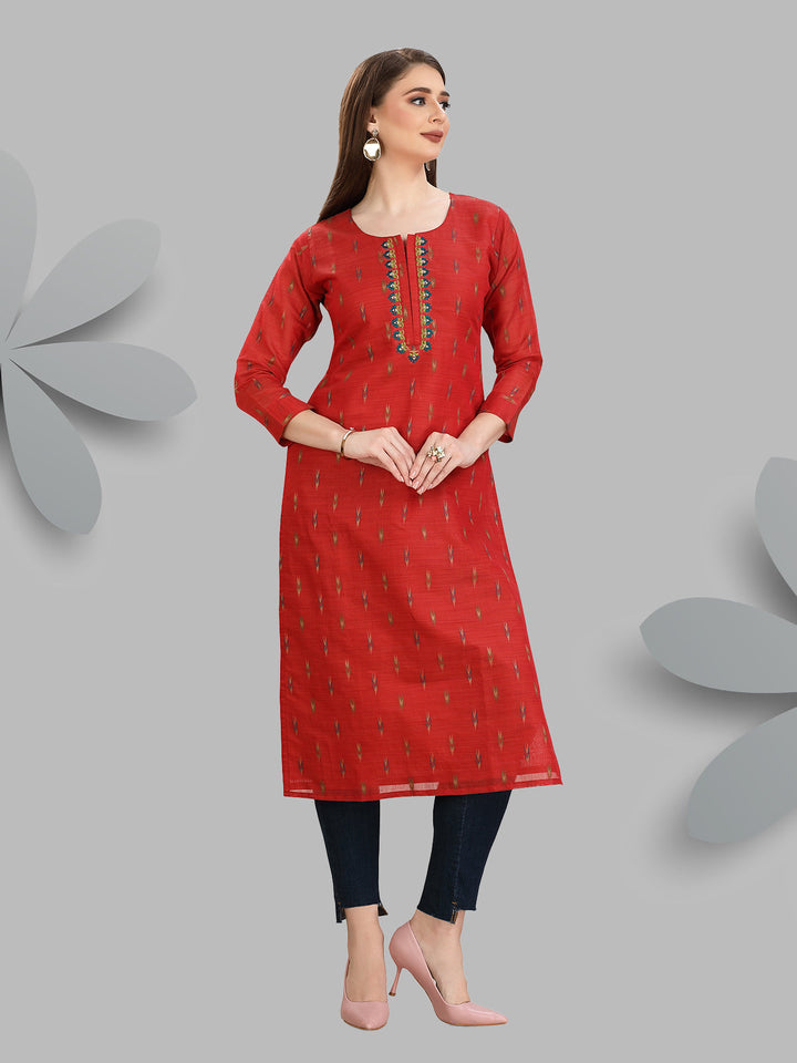 Rust Chanderi Kurti