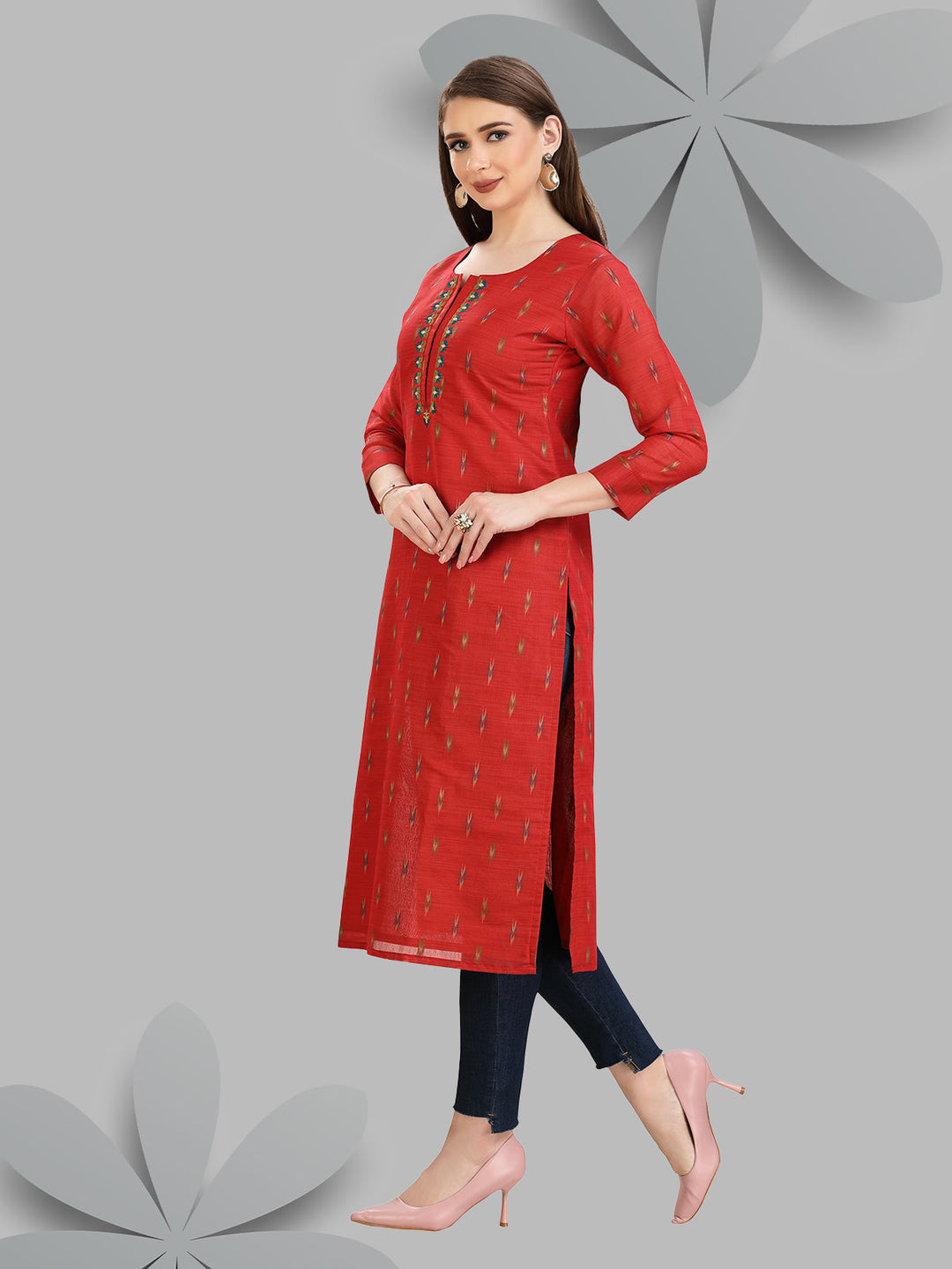 Rust Chanderi Kurti