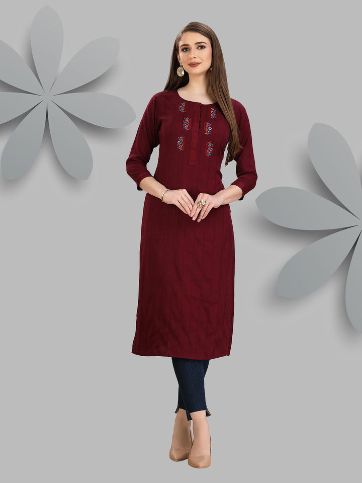 Maroon Woven Kurti