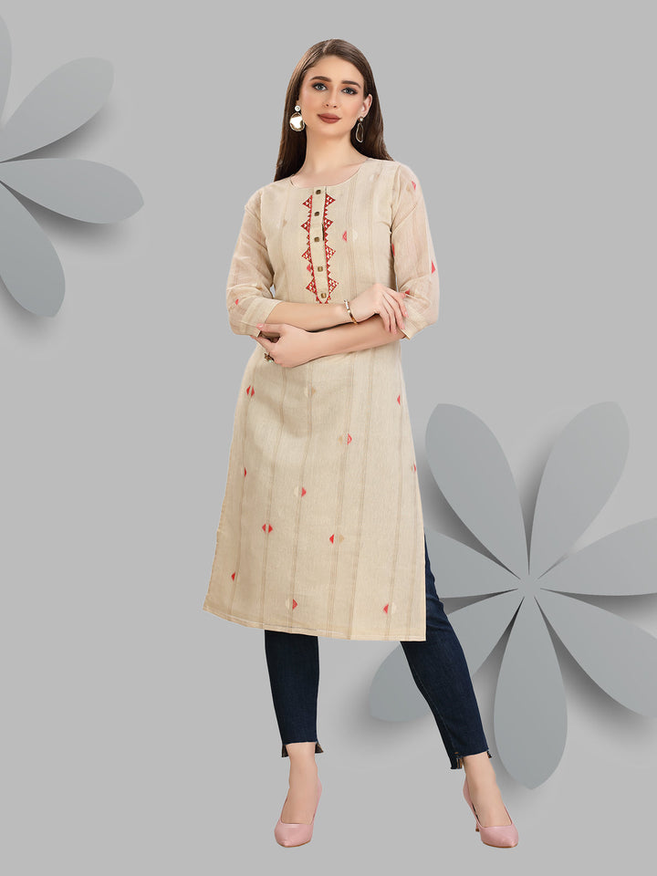 Beige Woven Kurti