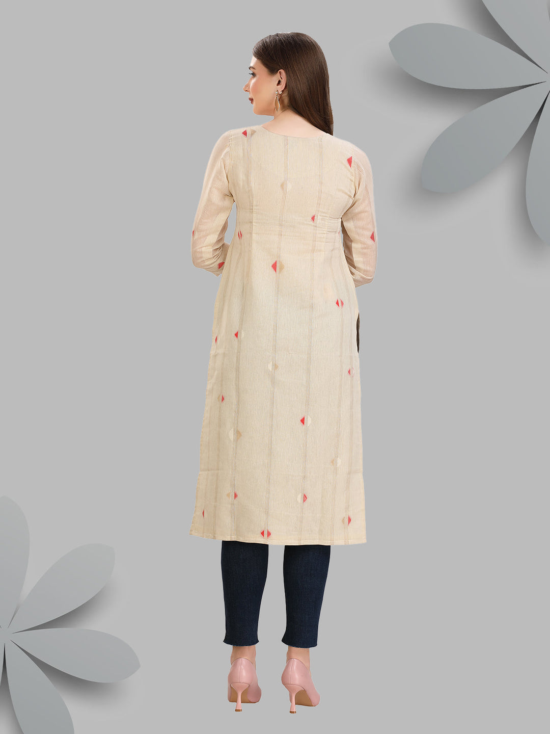 Beige Woven Kurti