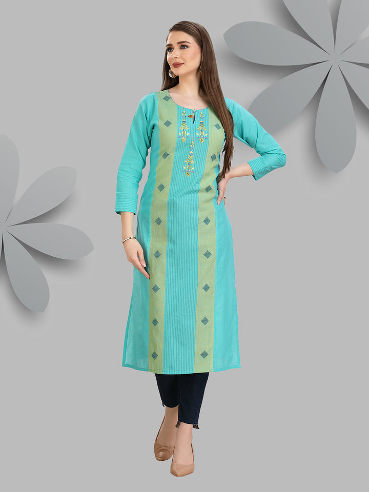 Turquoise Woven Kurti