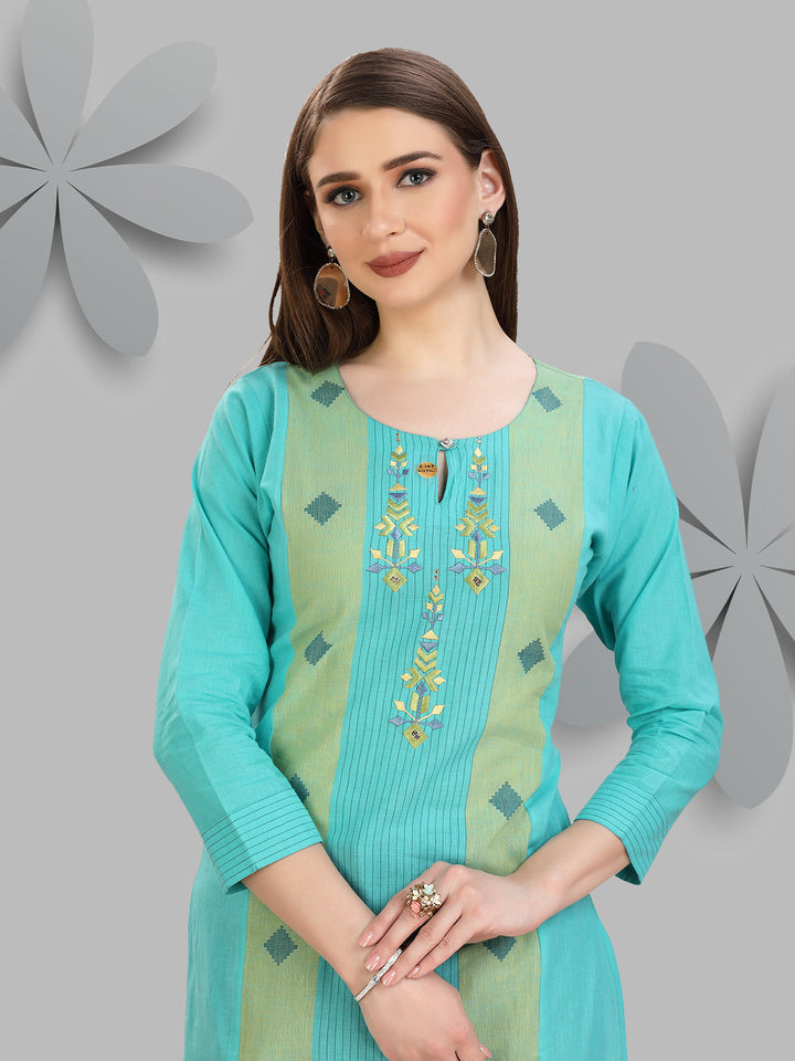 Turquoise Woven Kurti