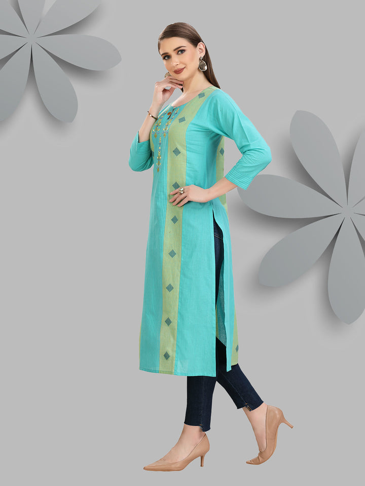 Turquoise Woven Kurti