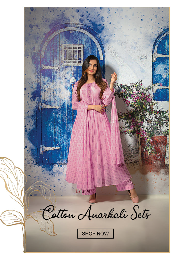 Cotton Fit & Flare Ethnic Dresses– Inddus.in