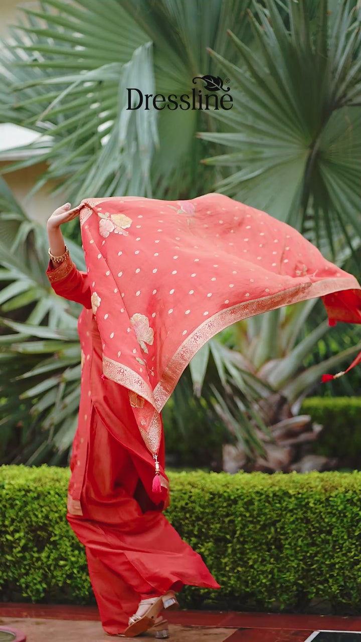 Orange Jacquard Palazzo Set