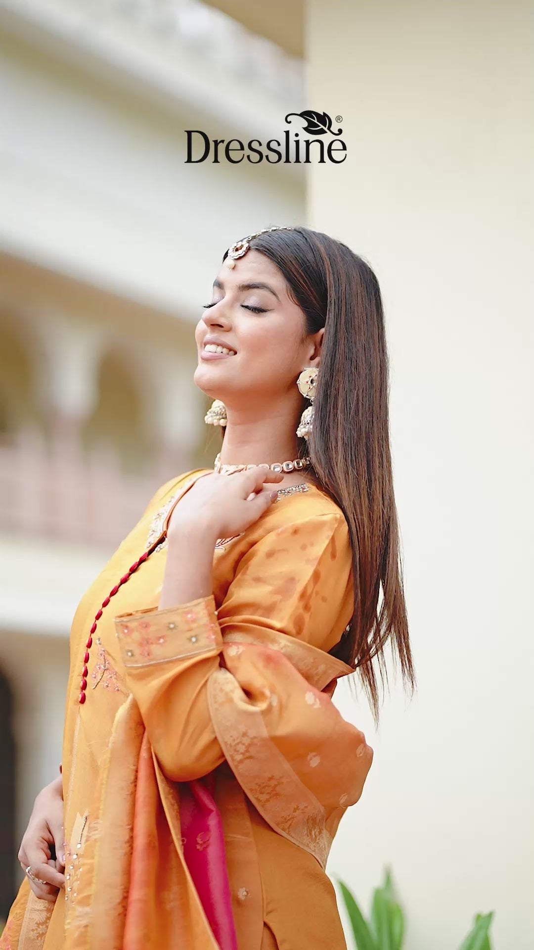 Mustard Yellow Jacquard Palazzo Set